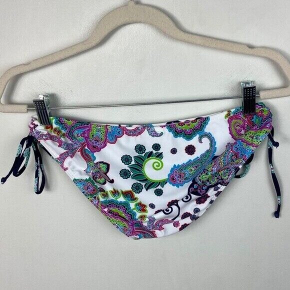 NWT ABS Allen Schwartz Bikini Triangle Top Tie Bottom Top Size 4 Bottoms Medium - Picture 4 of 12